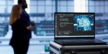 laptop in data center facility with artificial int 2025 02 20 02 30 18 utc